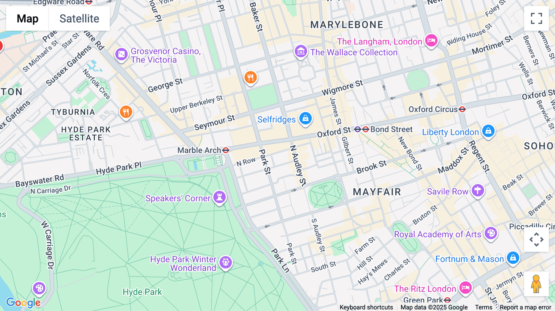Click for interative map of 25 North Row,  Mayfair, London