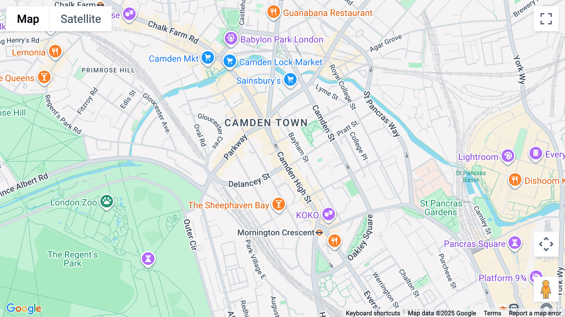 Click for interative map of 85-87 Bayham Street,  Camden Town, London