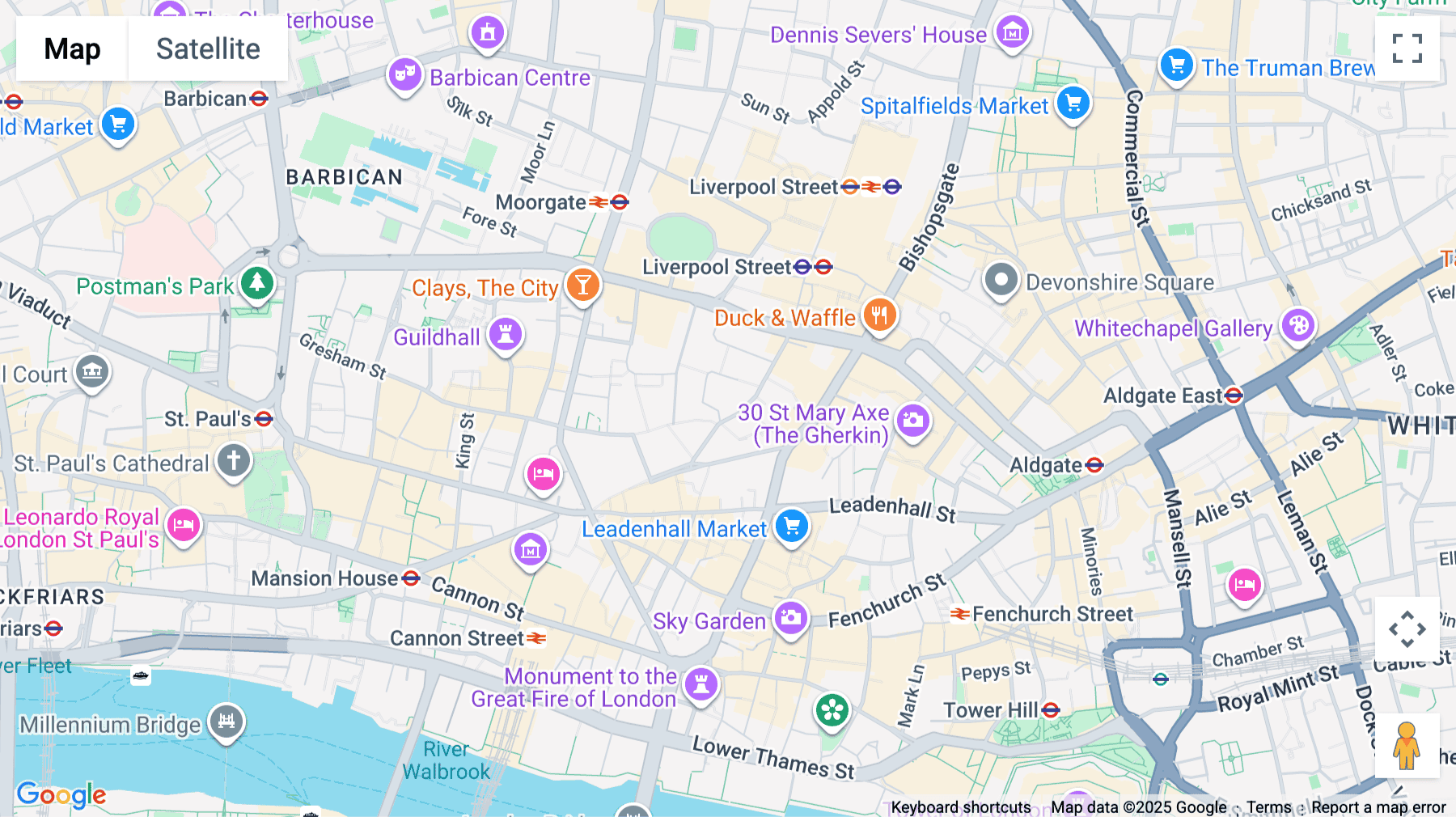 Click for interative map of 125 Old Broad Street,  Bank, London