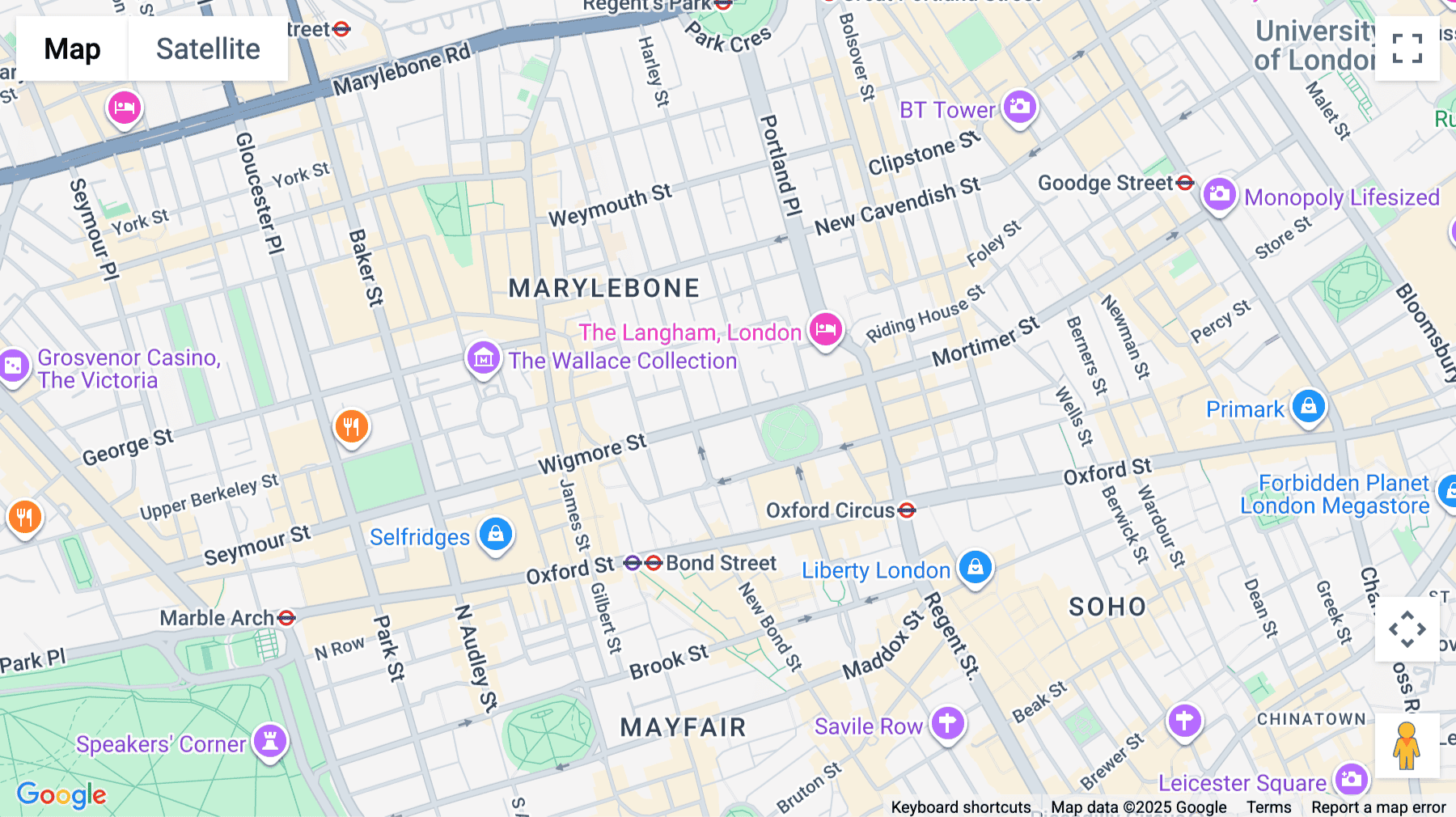 Click for interative map of 1-7 Harley Street, London