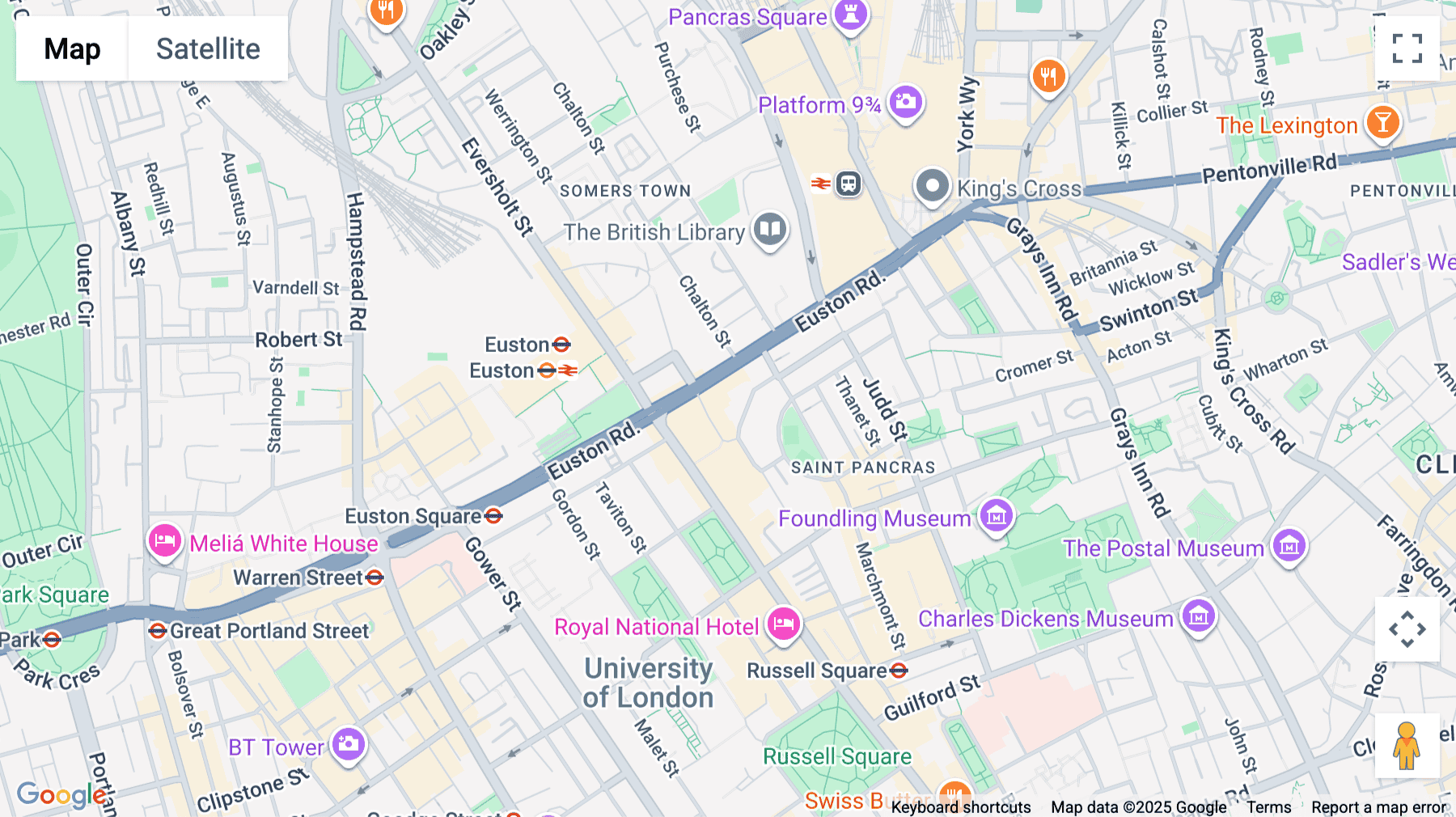 Click for interative map of Hamilton House,  Mabledon Place, Bloomsbury, London