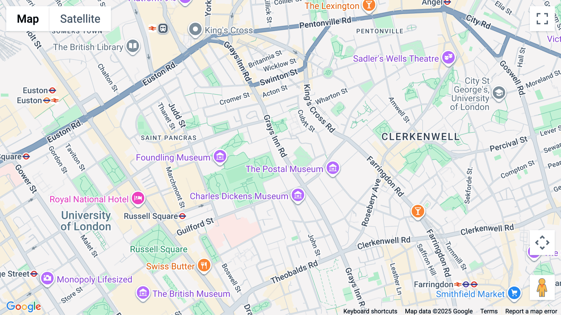 Click for interative map of 175-185 Grays Inn Road,  Kings Cross Euston, Camden, London