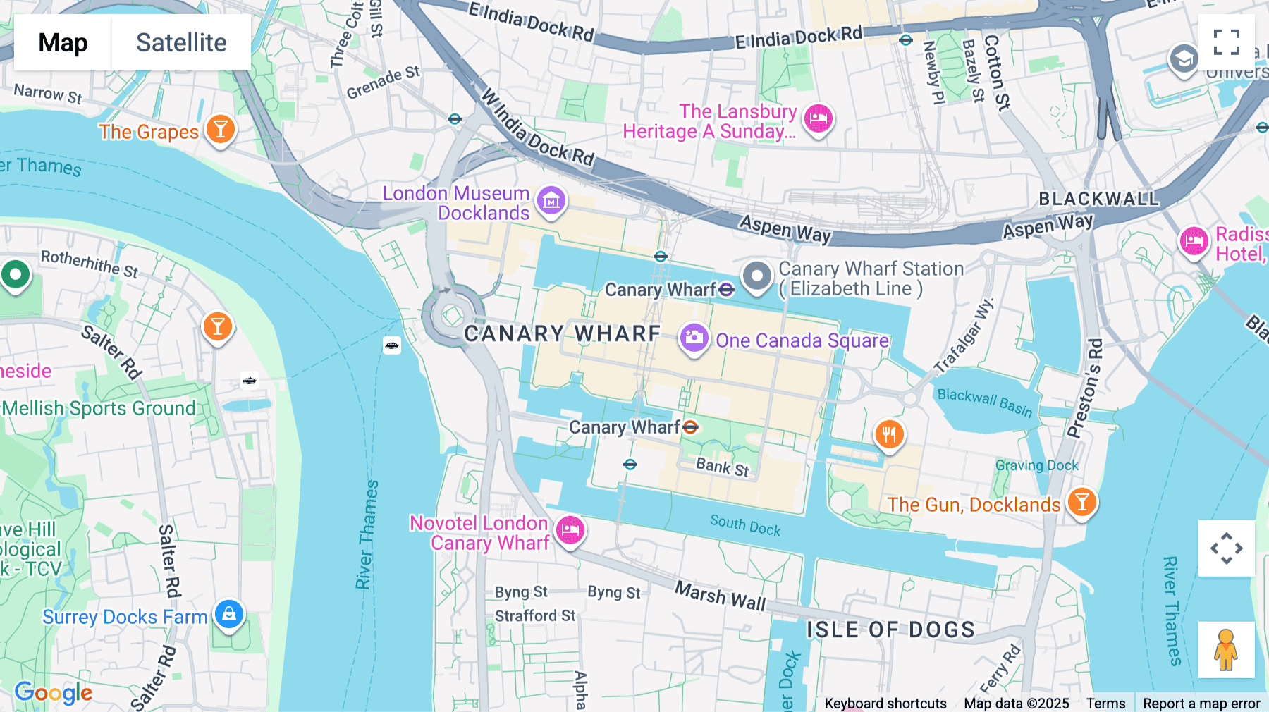 Click for interative map of 40 Bank Street,   Level 18, Canary Wharf, Tower Hamlets, London