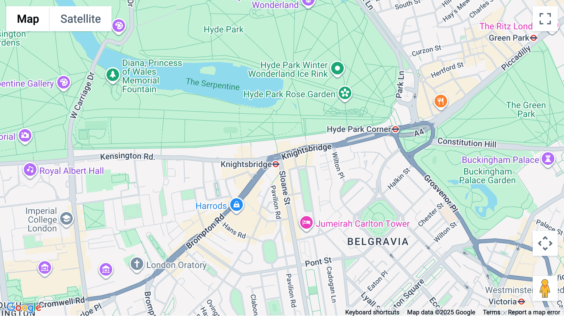 Click for interative map of 64 Knightsbridge, London
