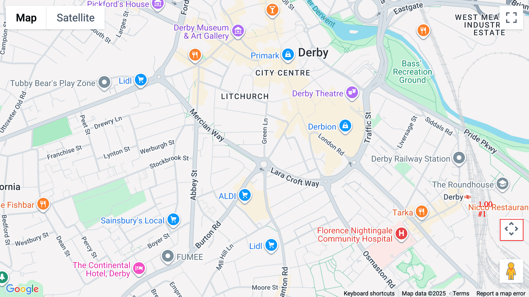 Click for interative map of The Town House, 123-125 Green Lane, Derby, Derby