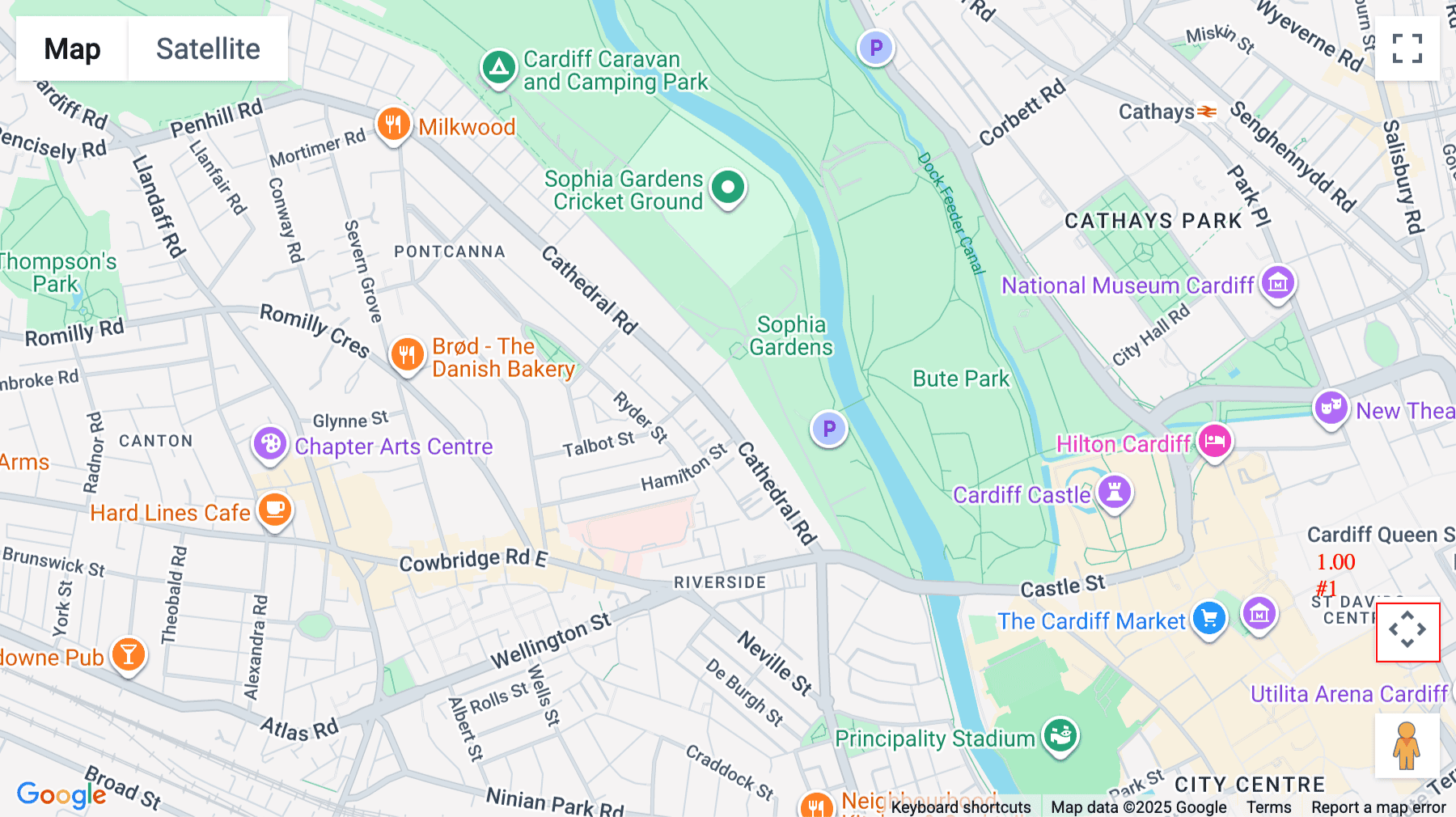 Click for interative map of Sophia House, 28 Cathedral Road, Cardiff, Cardiff