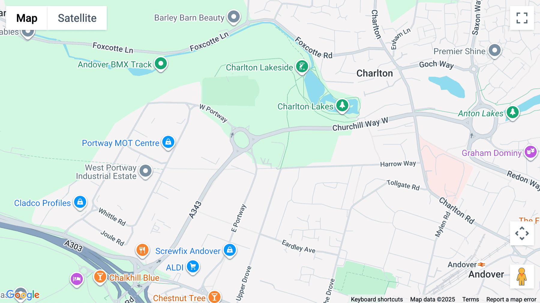 Click for interative map of Caxton Close, East Portway Industrial Estate, Andover, Andover