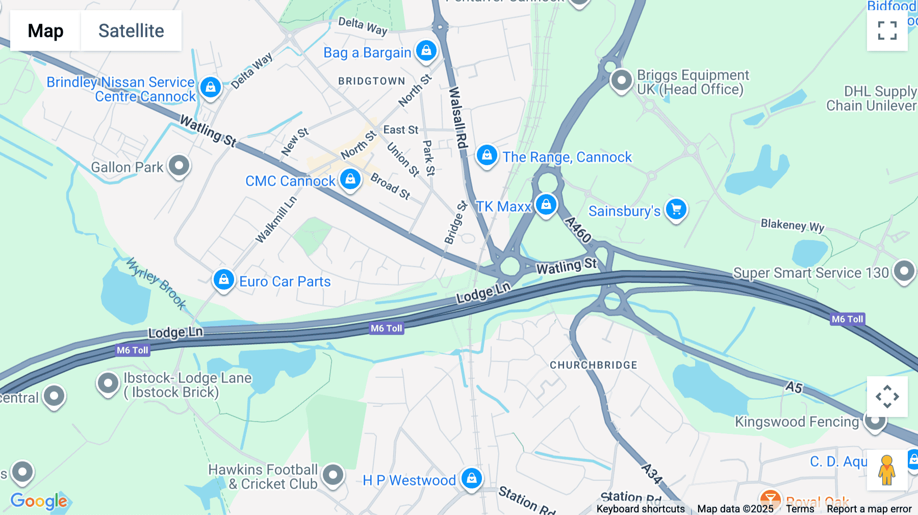 Click for interative map of Orbital Plaza, Watling Street, Bridgtown, Cannock