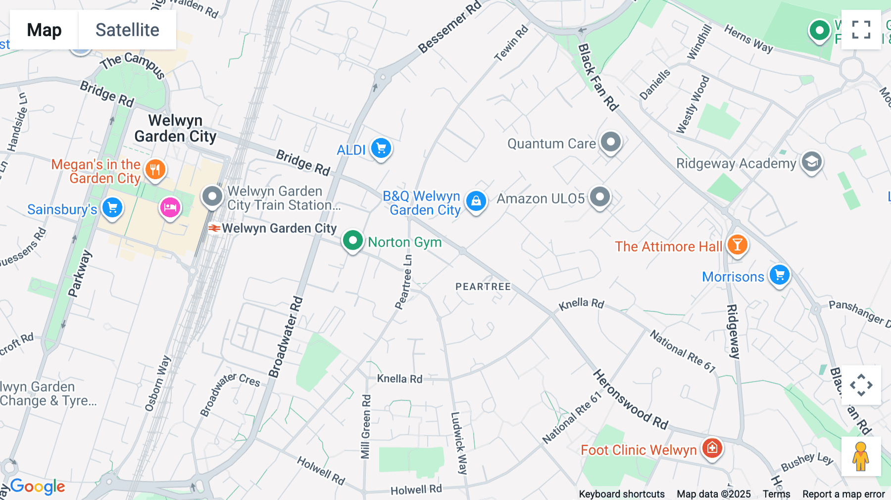 Click for interative map of 62A, Bridge Road East, Welwyn Garden City, Welwyn Garden City