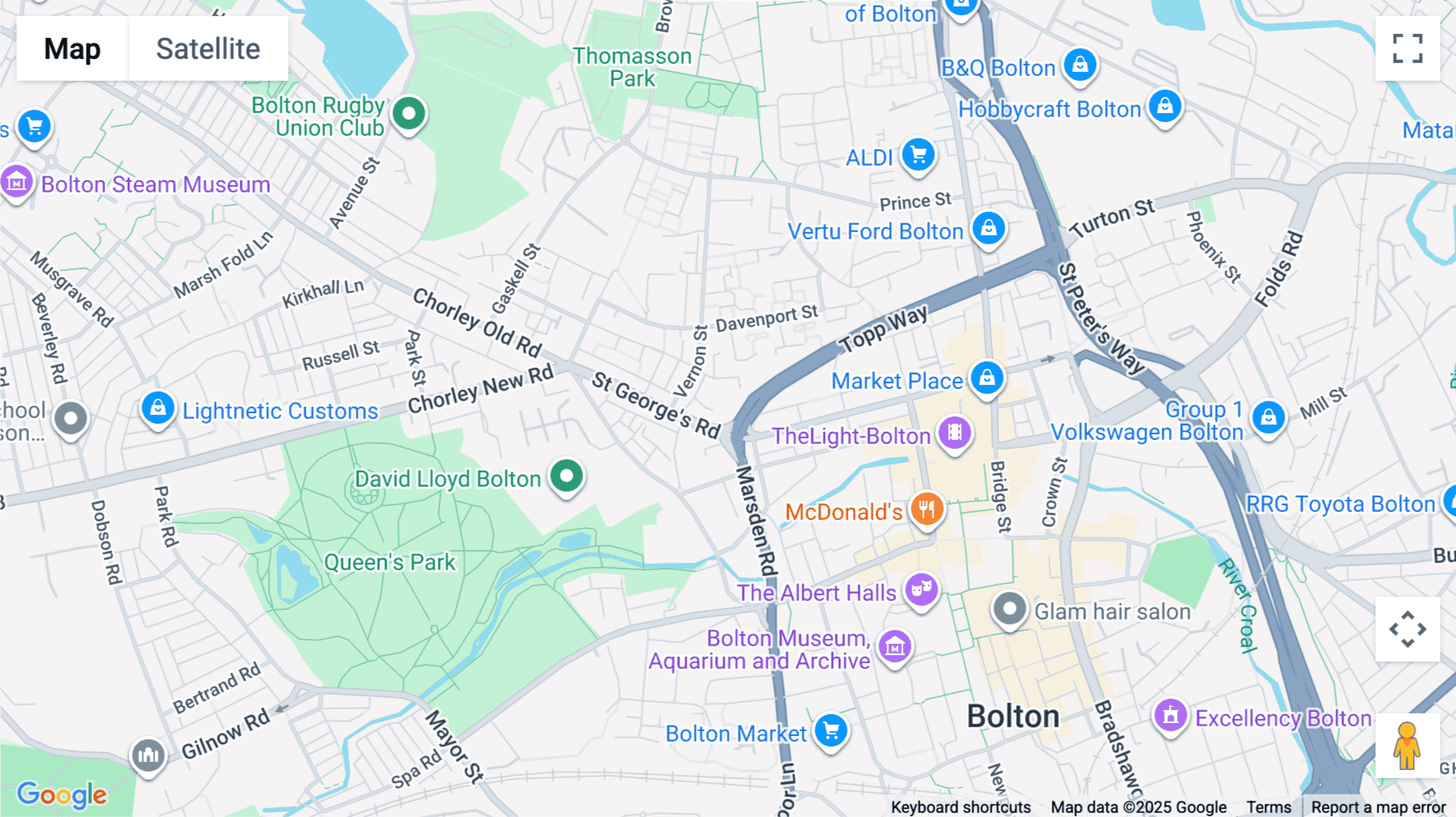Click for interative map of St George’s House, 2 St George’s Road, Bolton, Bolton