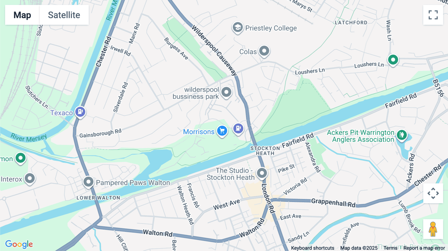 Click for interative map of Wilderspool Business Park, Greenalls Avenue, Stockton Heath, Warrington