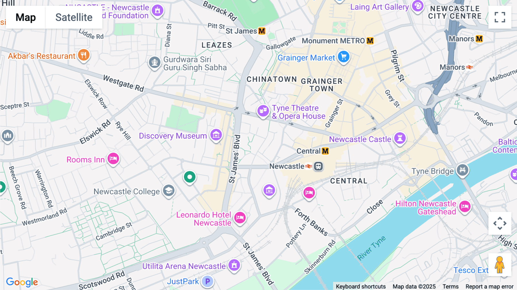 Click for interative map of City Quadrant, Waterloo Square, Newcastle, Newcastle