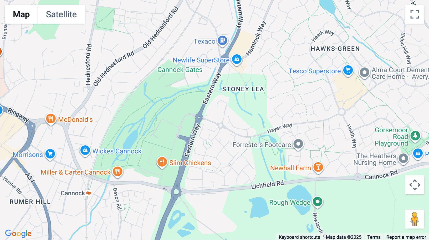 Click for interative map of Point East, Park Plaza ,Hayes Way, Cannock, Cannock