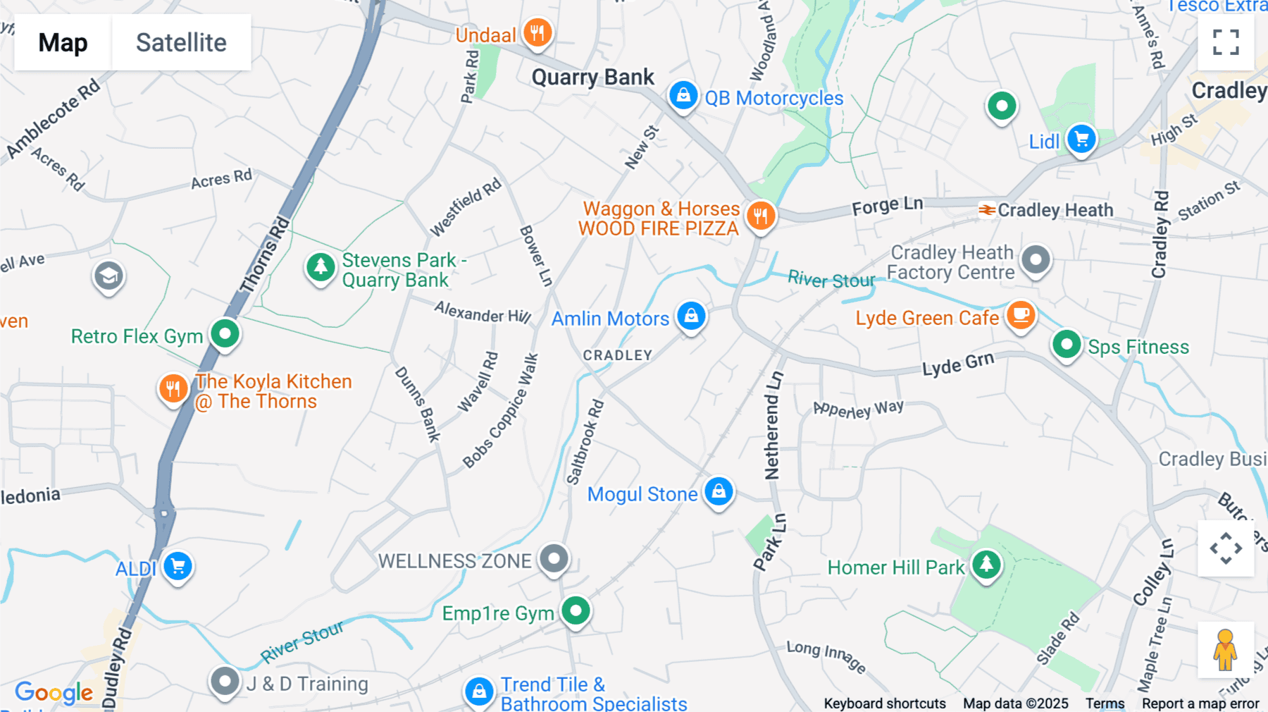 Click for interative map of Maypole Fields, Cradley, Halesowen
