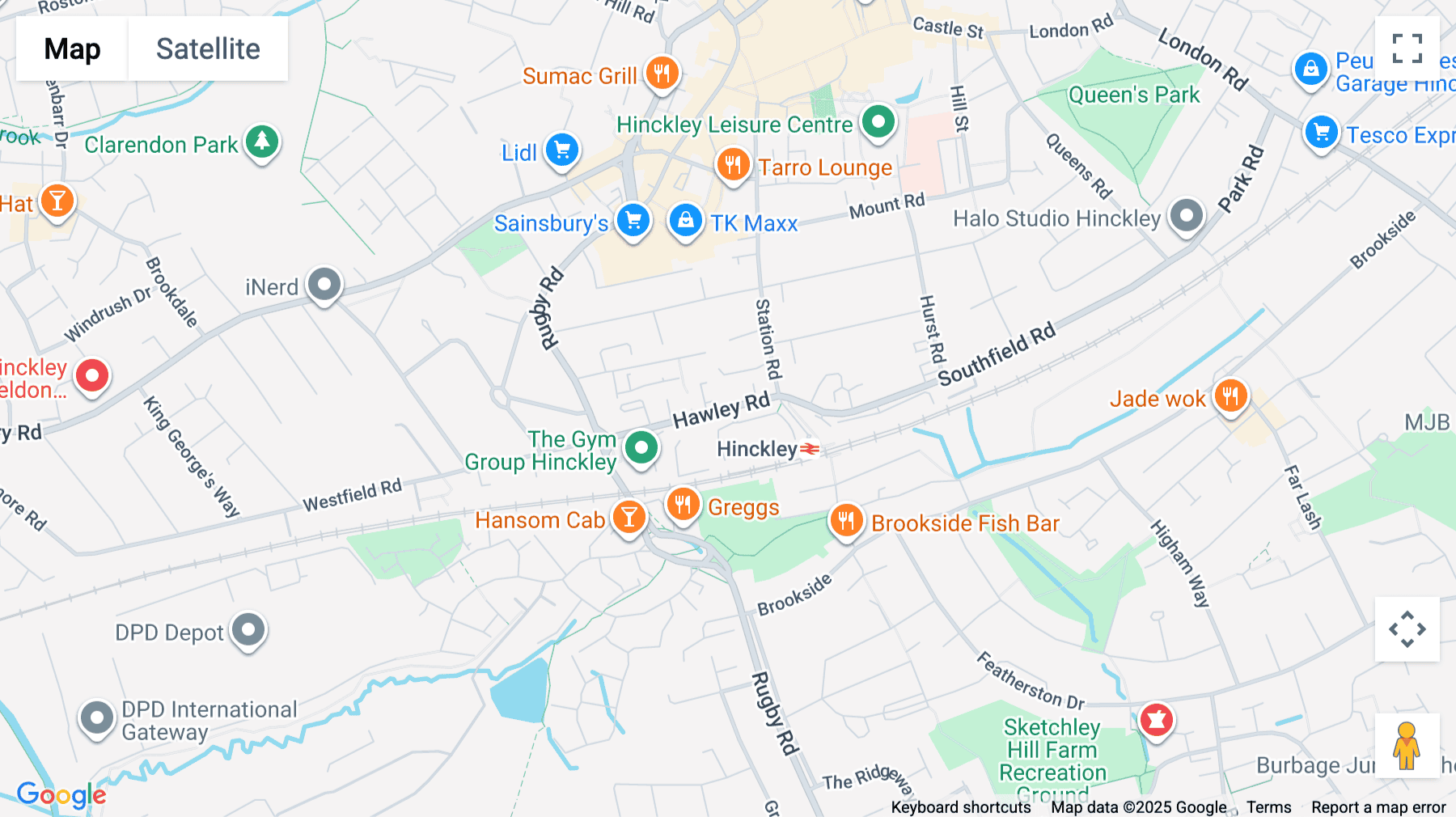 Click for interative map of Dennis House, 4 Hawley Road, Hinckley, Hinckley