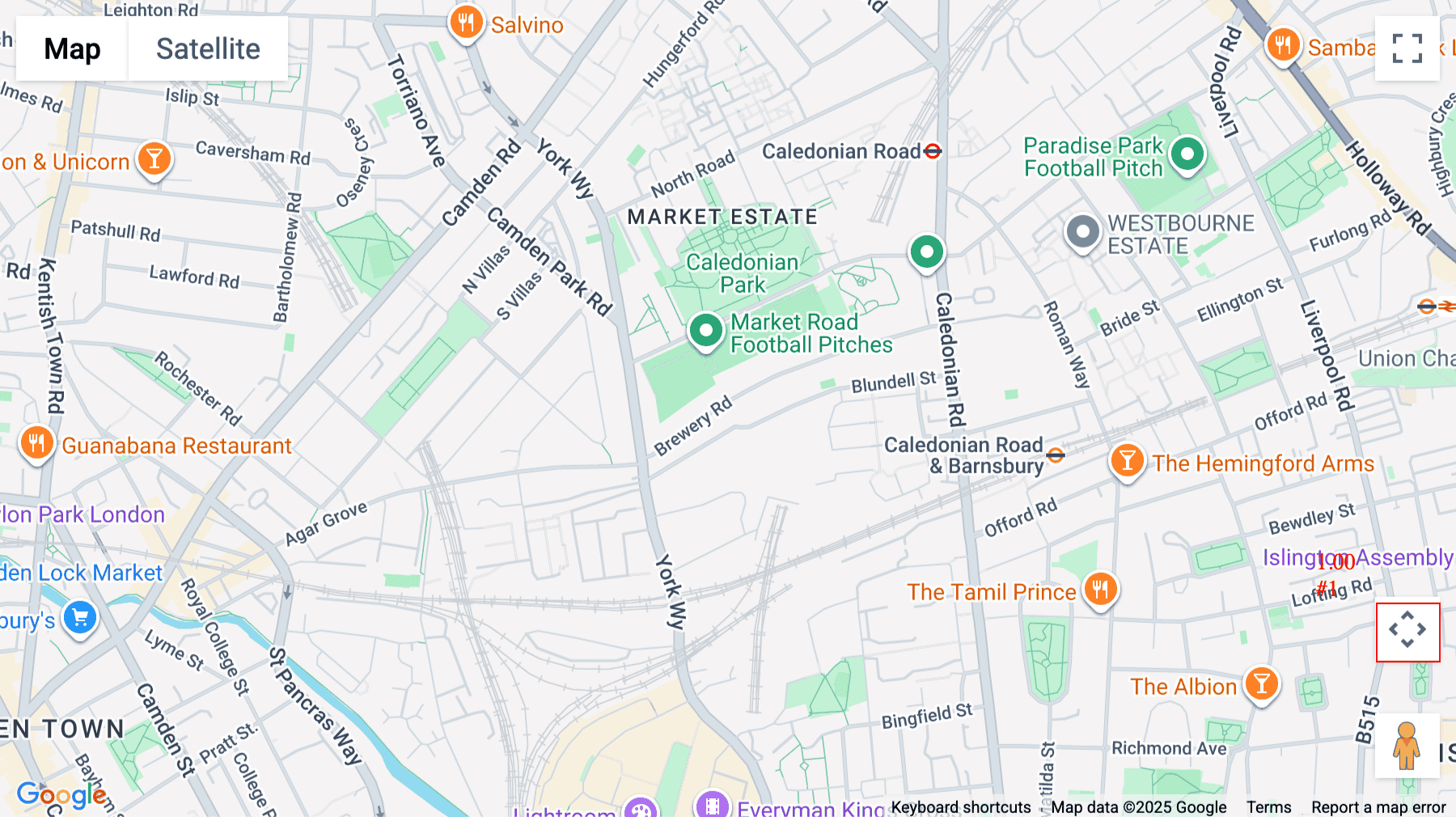 Click for interative map of Blenheim Court,  Brewery Road, London