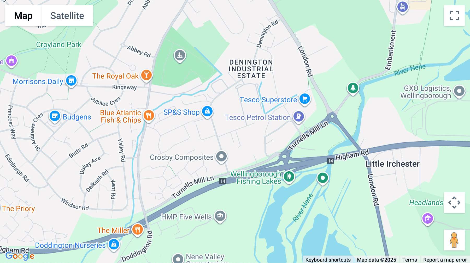 Click for interative map of Brook House, Edmonds Close, Denington Industrial Estate, Wellingborough, Wellingborough