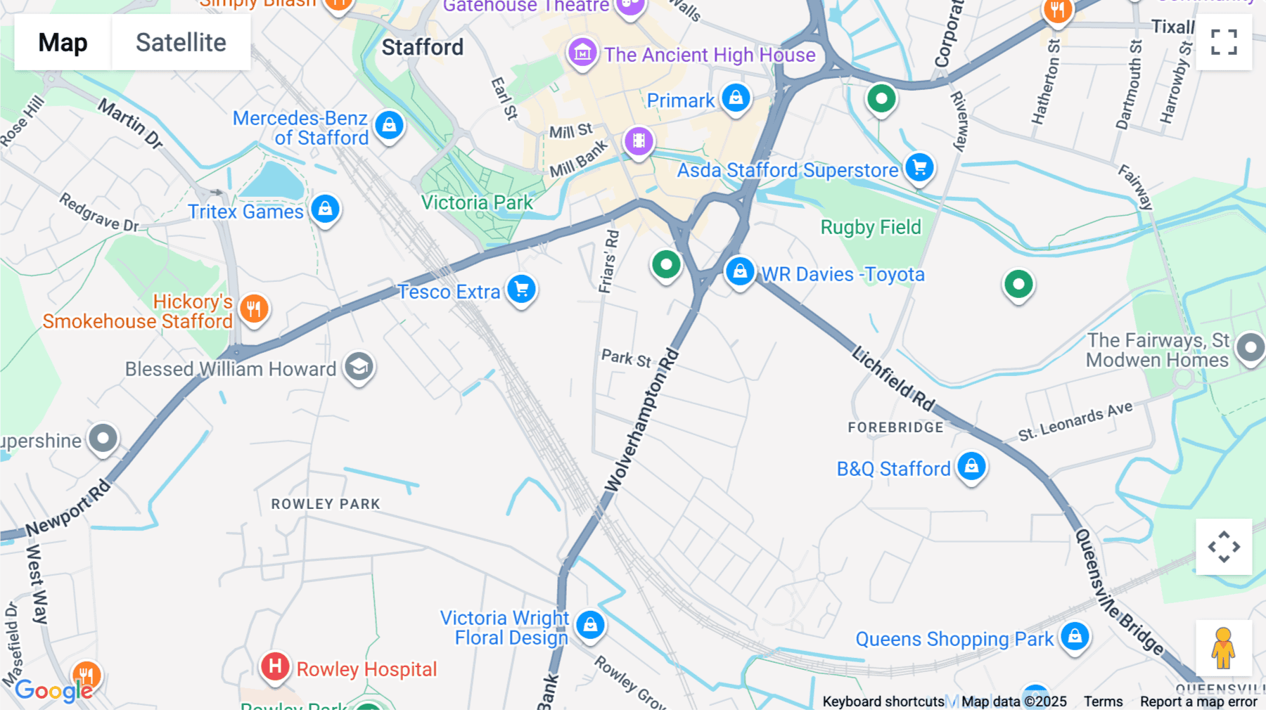 Click for interative map of Parkfield House, Park Street, Stafford, Stafford