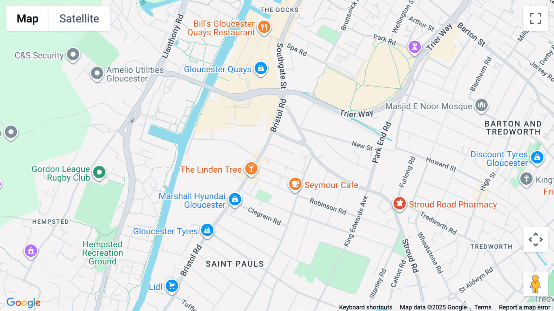 Click for interative map of Morelands Trading Estate, Bristol Road, Gloucester, Gloucester