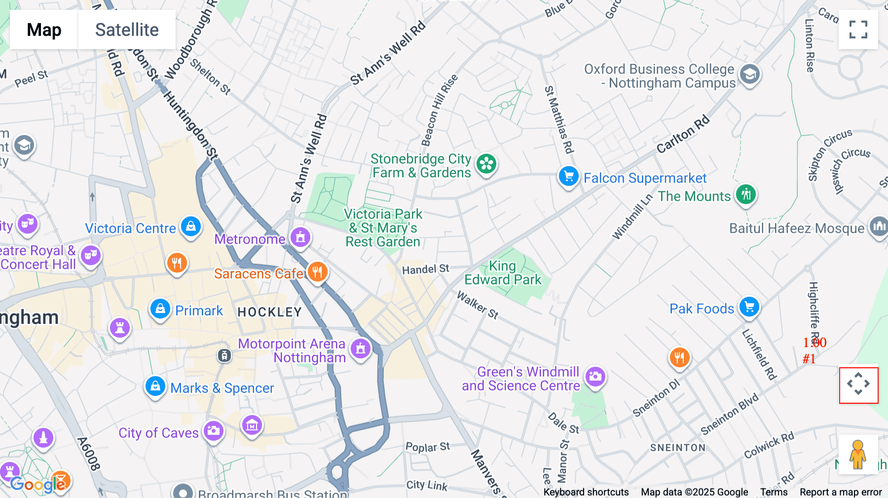 Click for interative map of Roden Street, Nottingham, Nottingham
