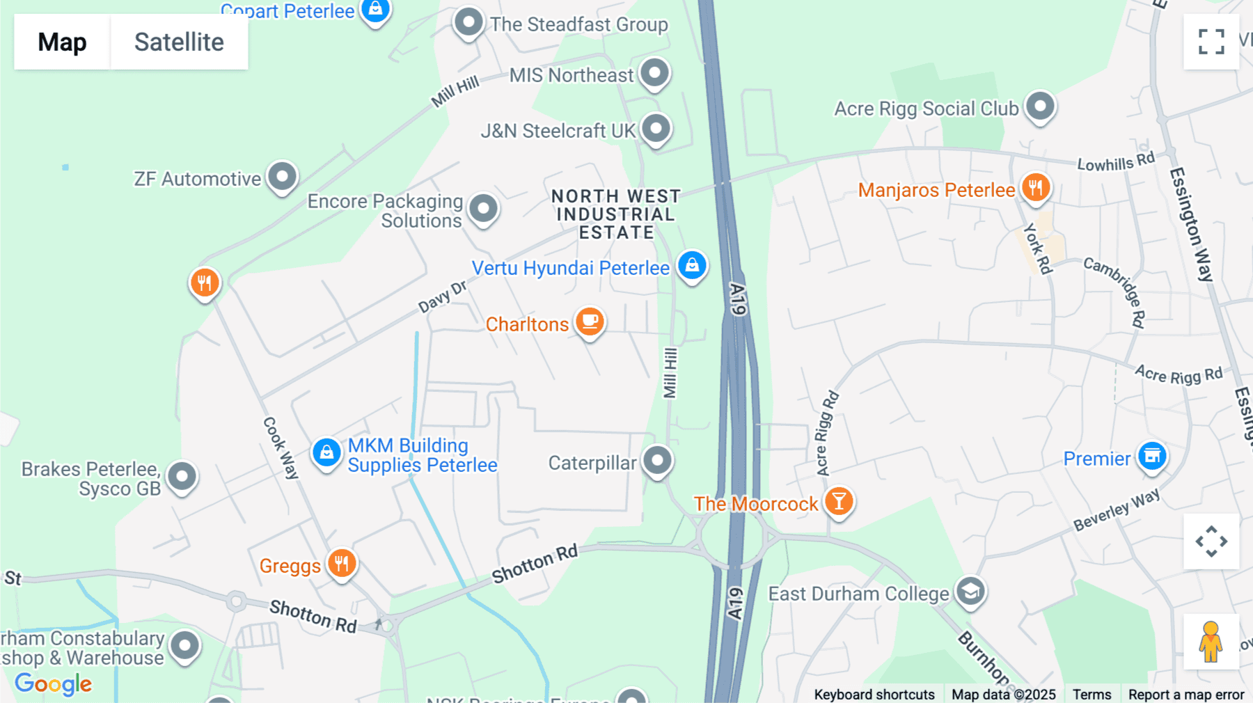 Click for interative map of North West Industrial Estate, Peterlee. Durham, Durham