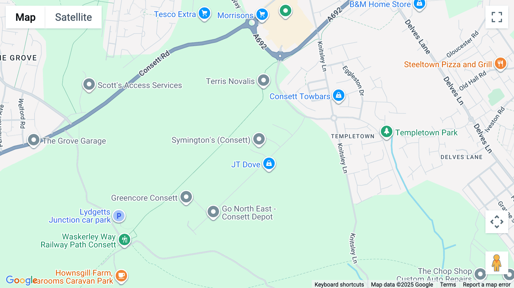 Click for interative map of Hownsgill Industrial Estate, Consett, Durham