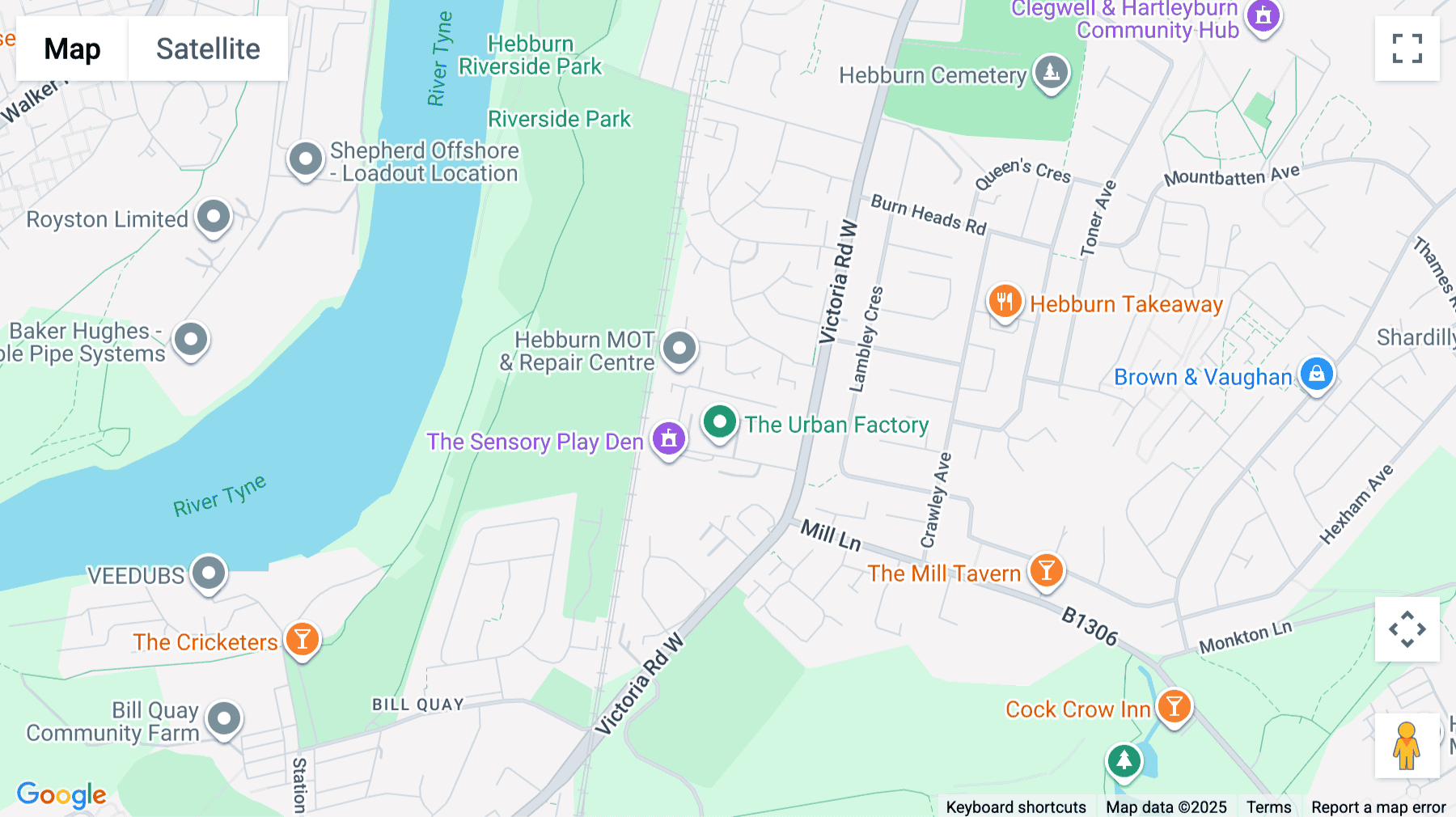 Click for interative map of Victoria Industrial Estate, Victoria Road West, Hebburn, Newcastle, Newcastle