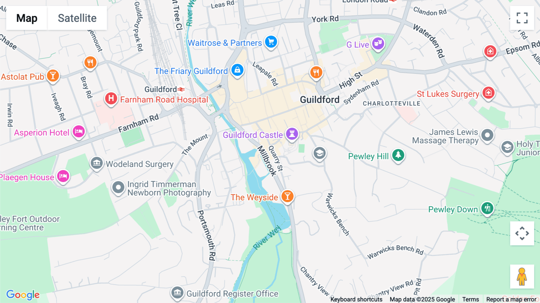 Click for interative map of St Edmunds House, 13 Quarry Street, Guildford, Guildford