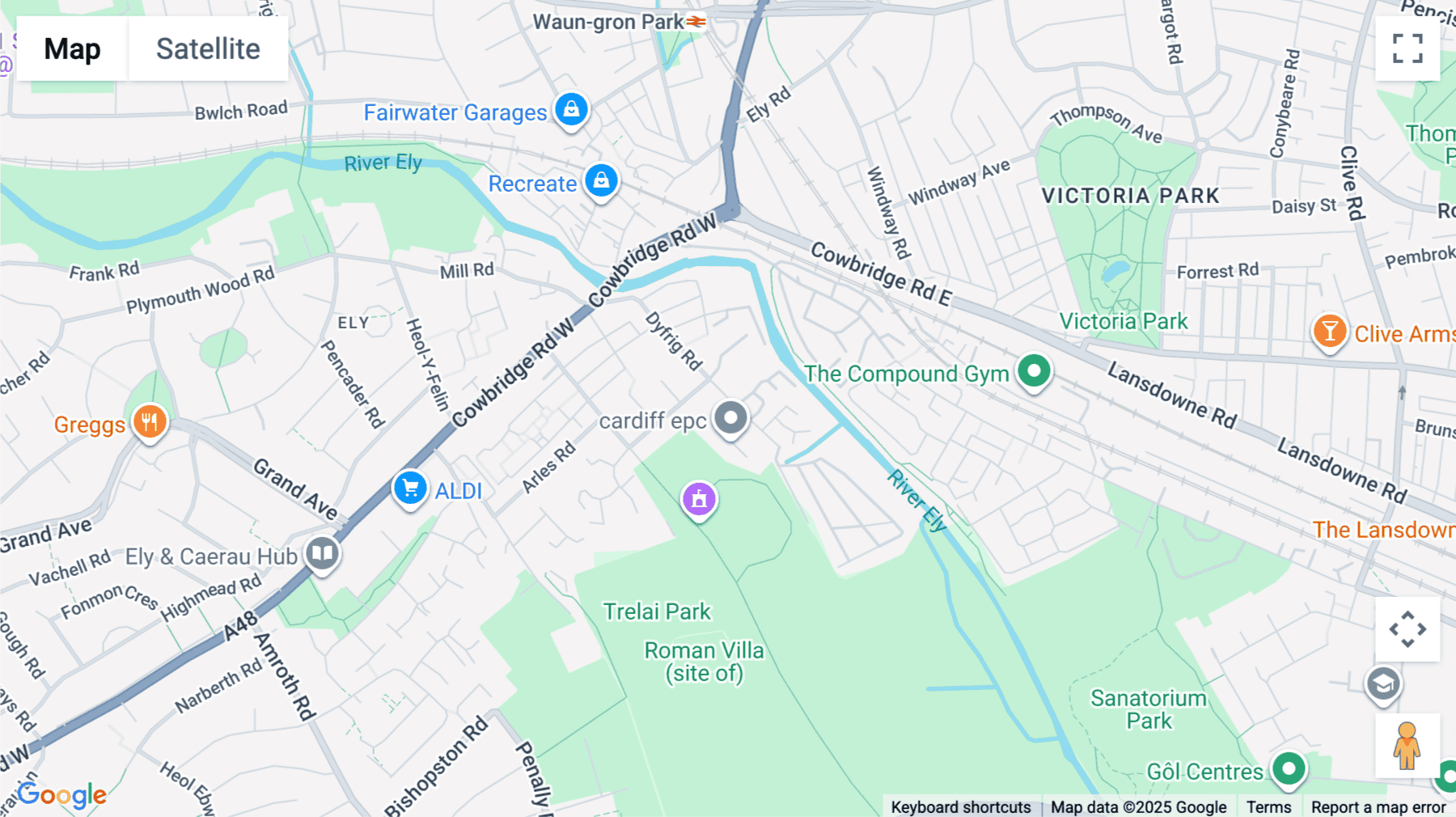 Click for interative map of Dyfrig Road Industrial estate, Cardiff, Wales, Cardiff