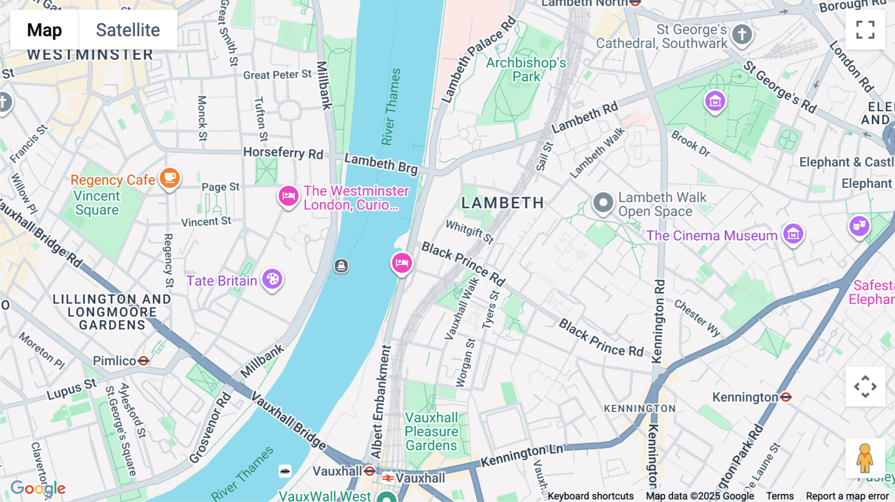 Click for interative map of Southbank House, Black Prince Road, London