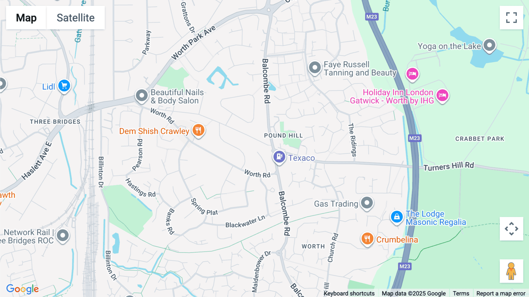 Click for interative map of Worth Corner, Turners Hill Road, Pound Hill, Crawley, Crawley