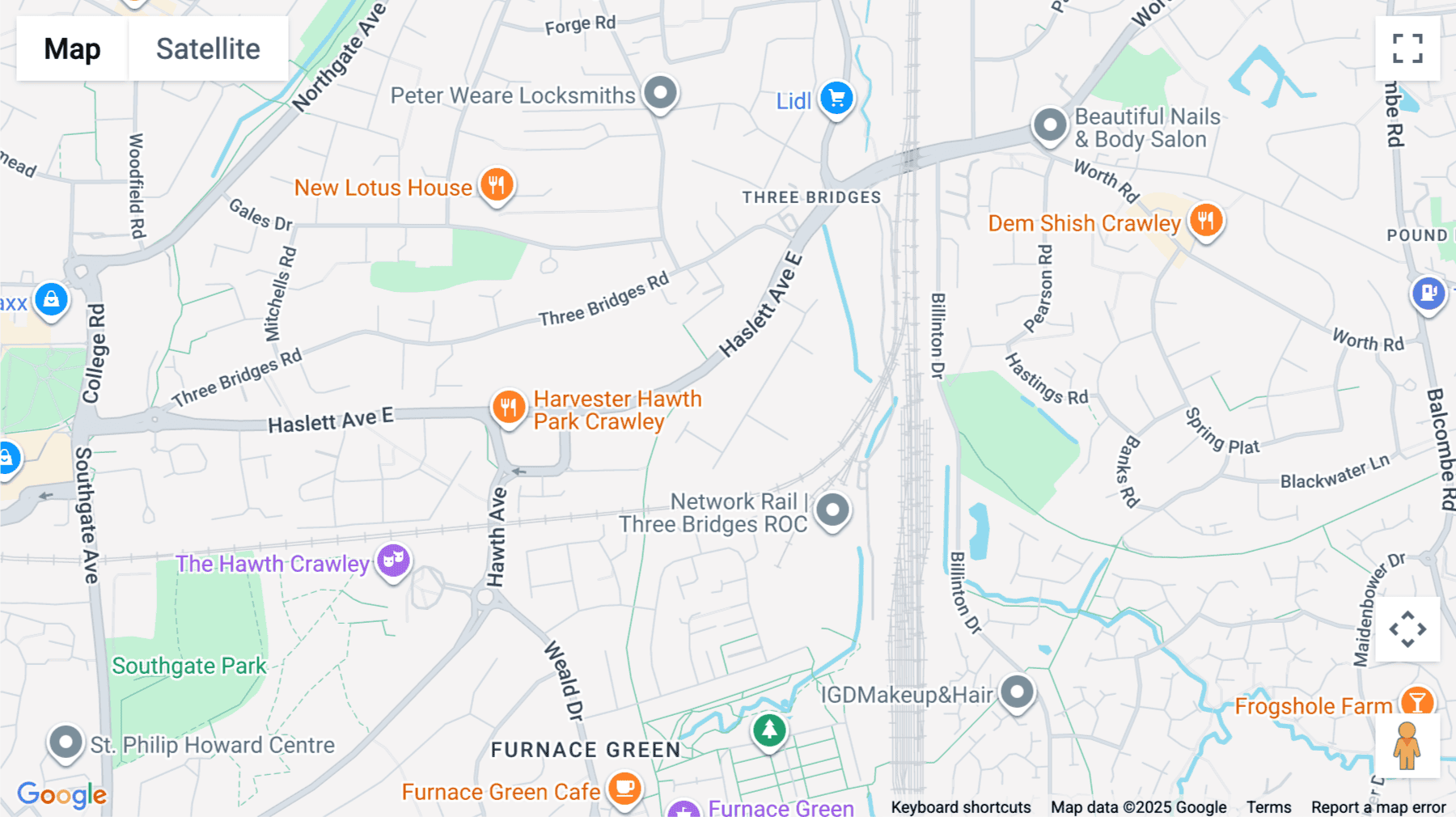 Click for interative map of Crawley Business Centre, Stephenson Way, Three Bridges, Crawley