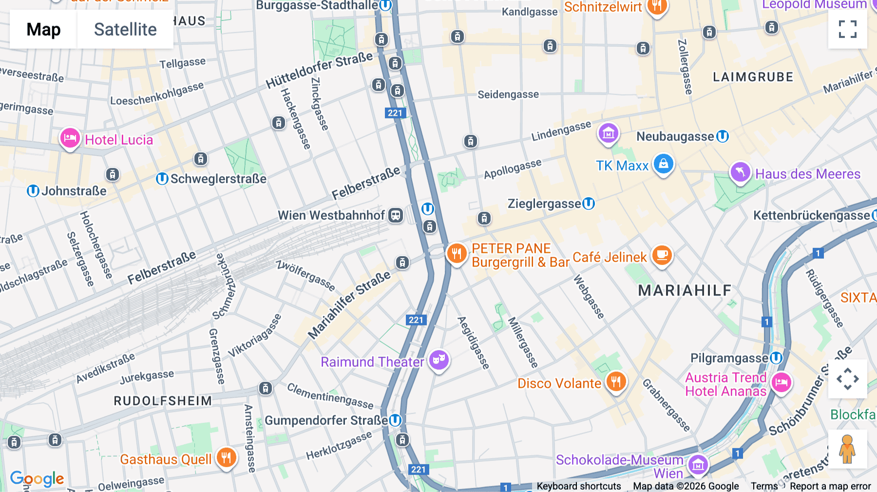 Click for interative map of Mariahilfer Strasse 123, Vienna, Vienna