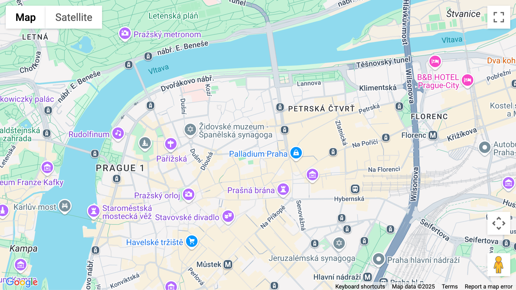 Click for interative map of Prague Burzovni Palace, Rybna 682, Prague, Prague