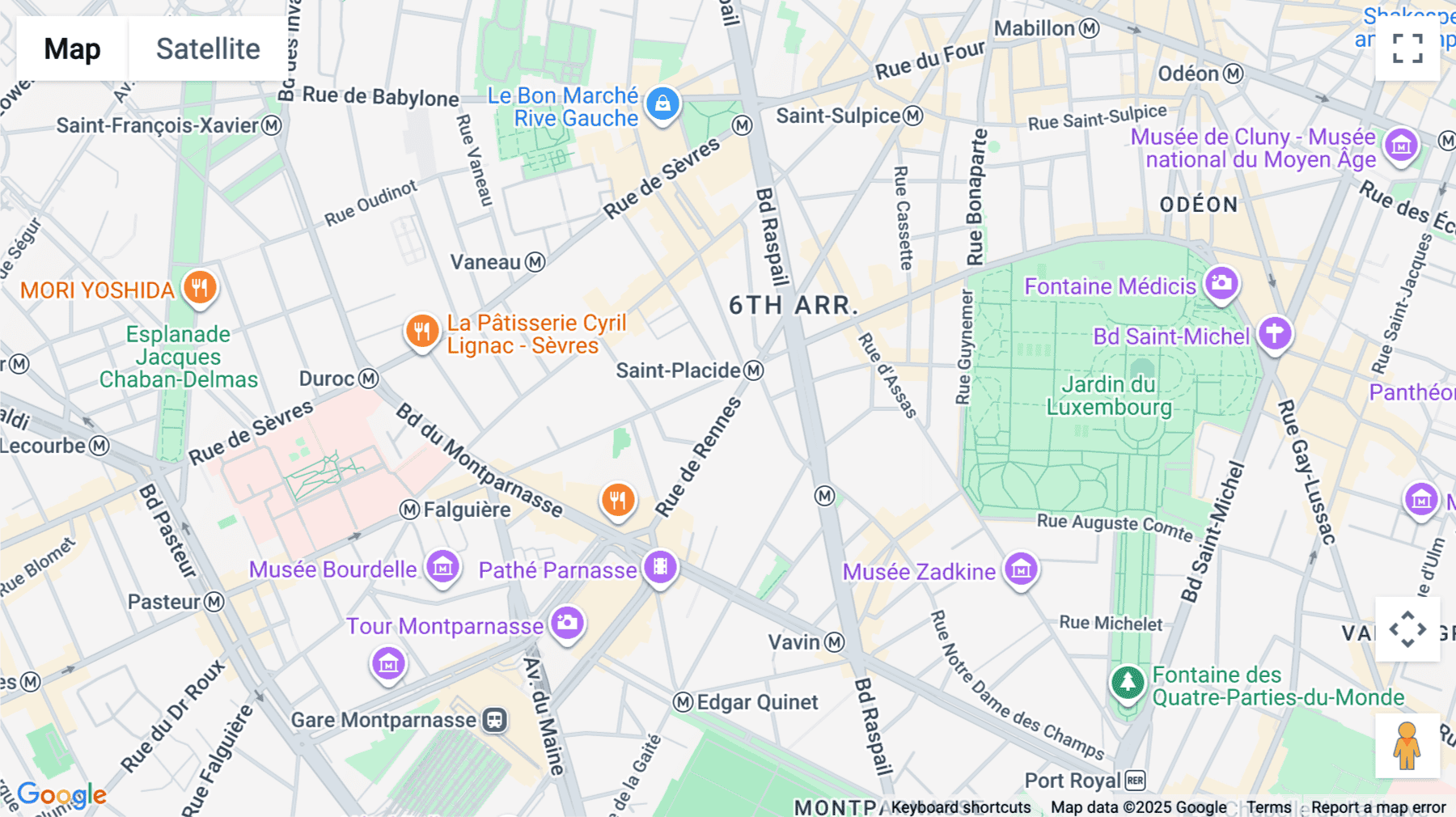 Click for interative map of Montparnasse, 140 bis rue de Rennes, Paris