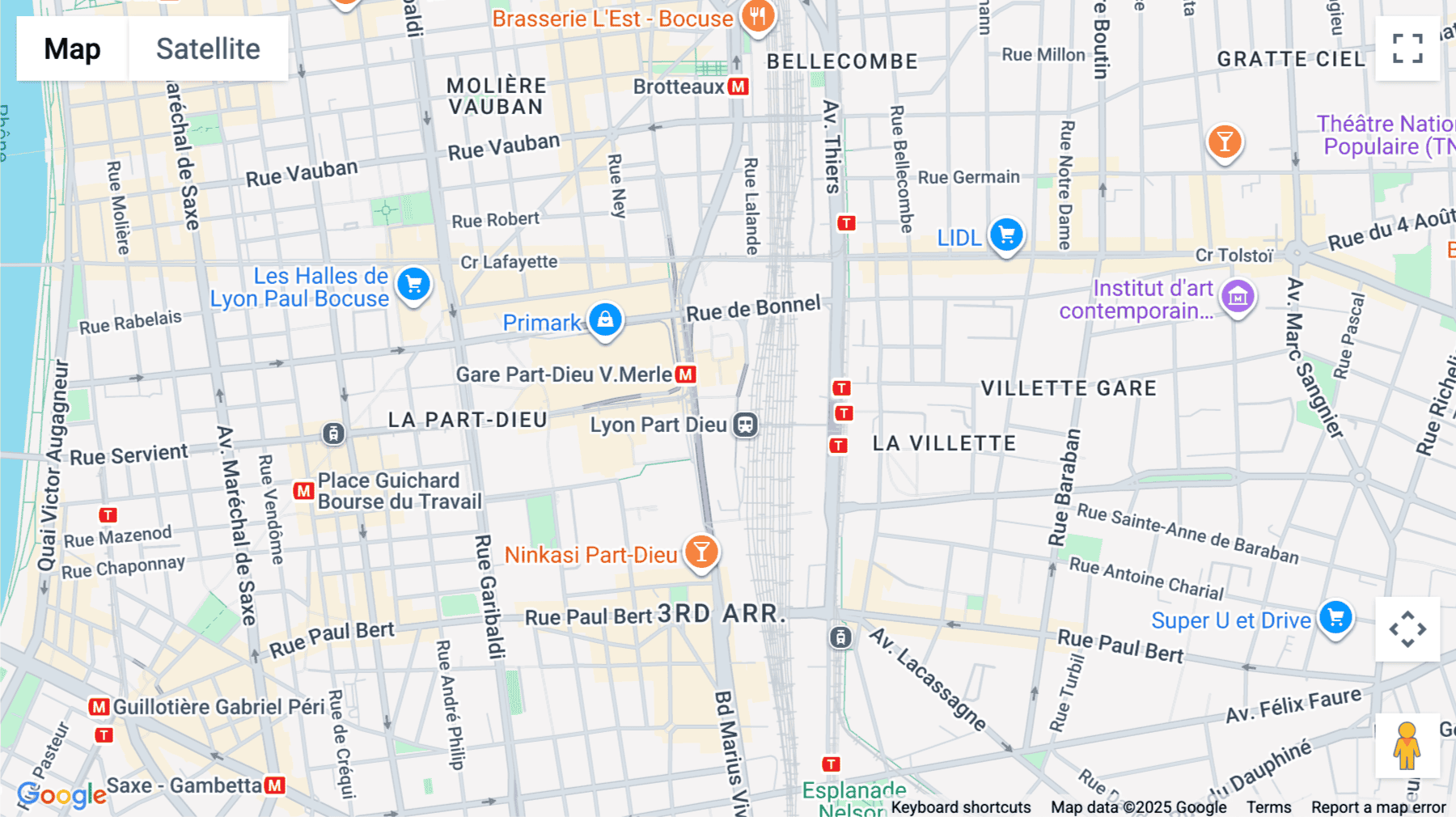 Click for interative map of 10, place Charles Béraudier,l''Orient Gare Lyon Part Dieu, Lyon