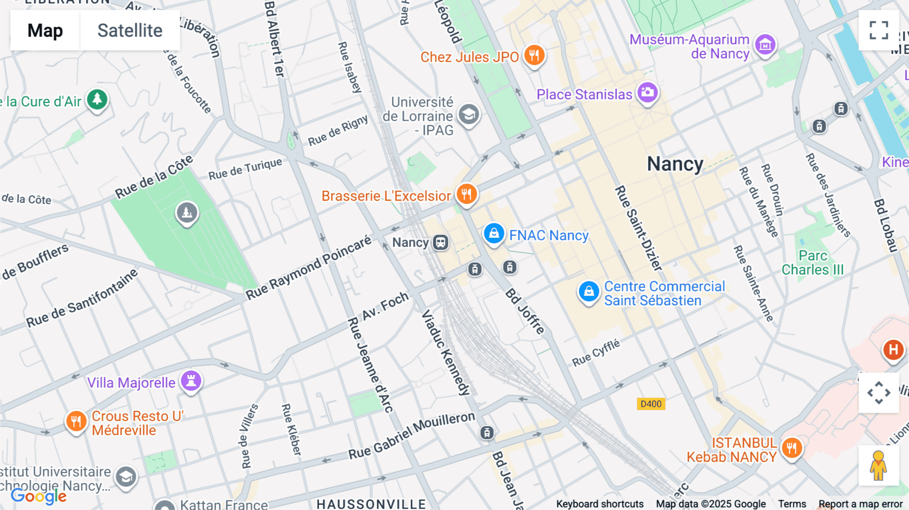 Click for interative map of Place Thiers, Gare de Nancy, Nancy