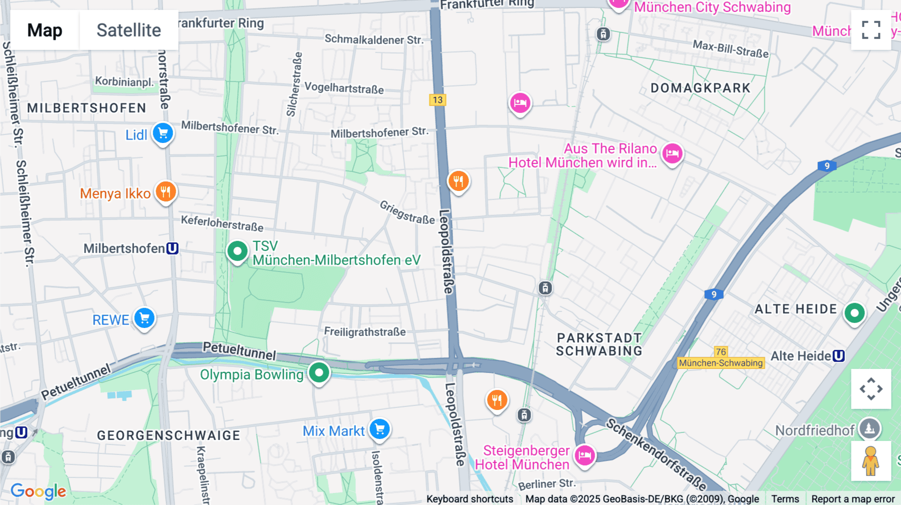 Click for interative map of Leopoldstrasse 244, Munich, Munich