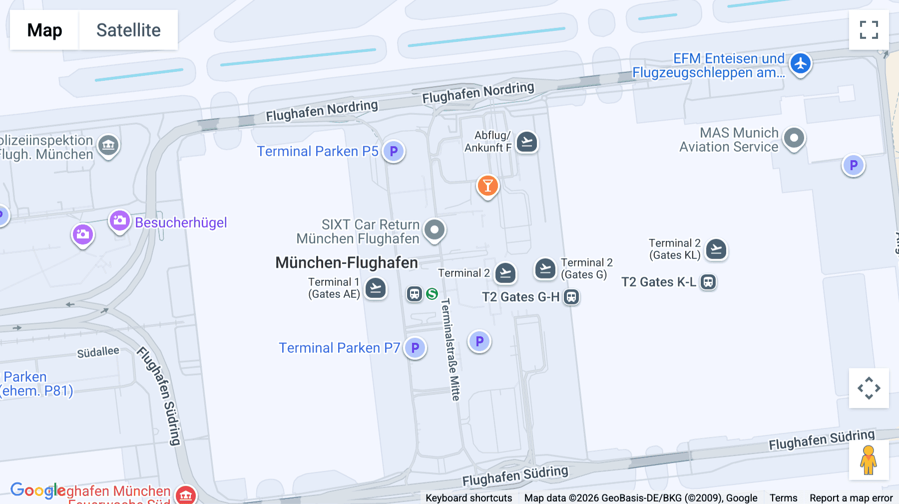 Click for interative map of Munich Airport Centre, Terminalstrasse Mitte 18, Munich, Munich