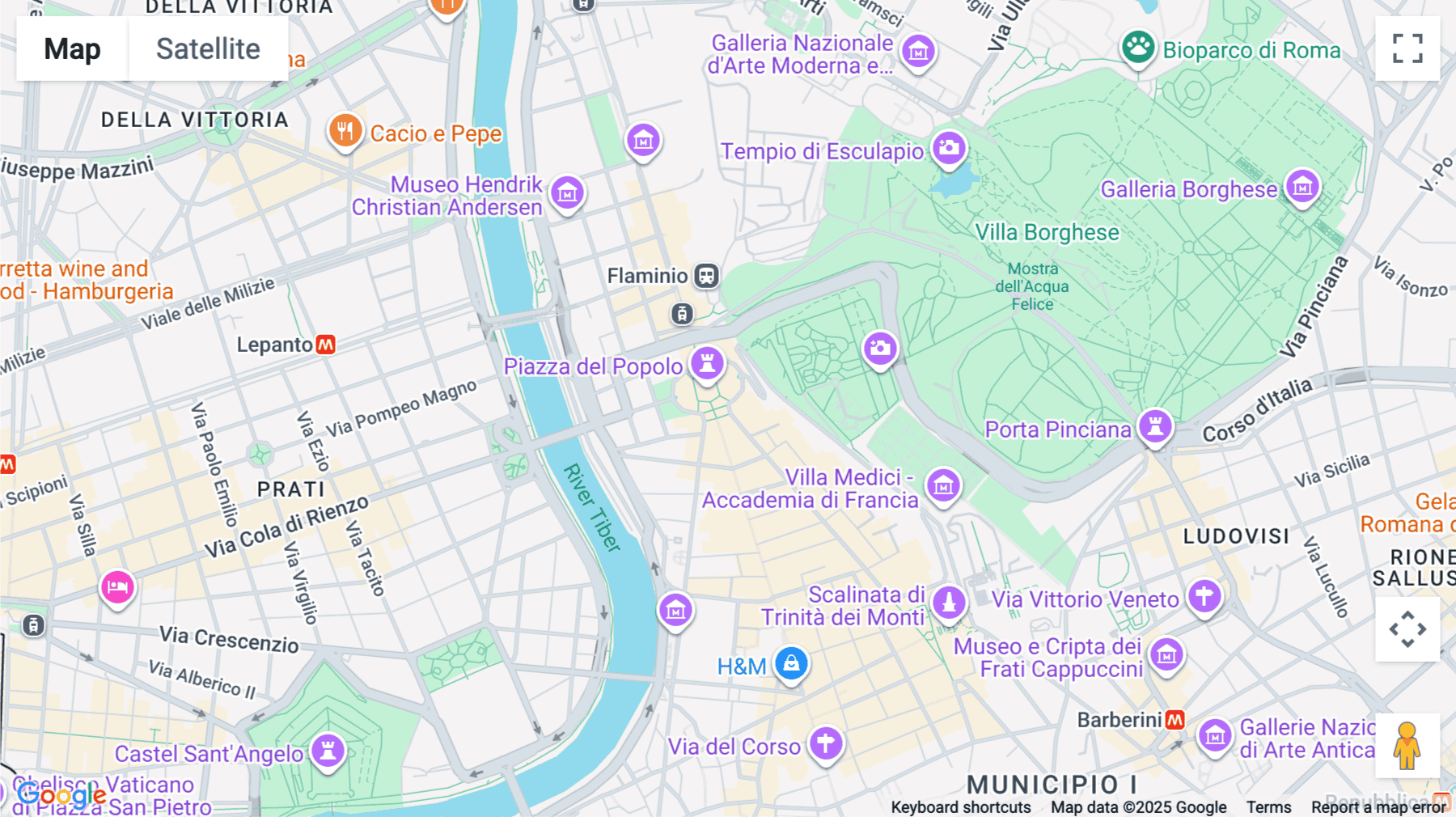 Click for interative map of Palazzo Valadier,  Piazza del Popolo 18, Rome, Rome