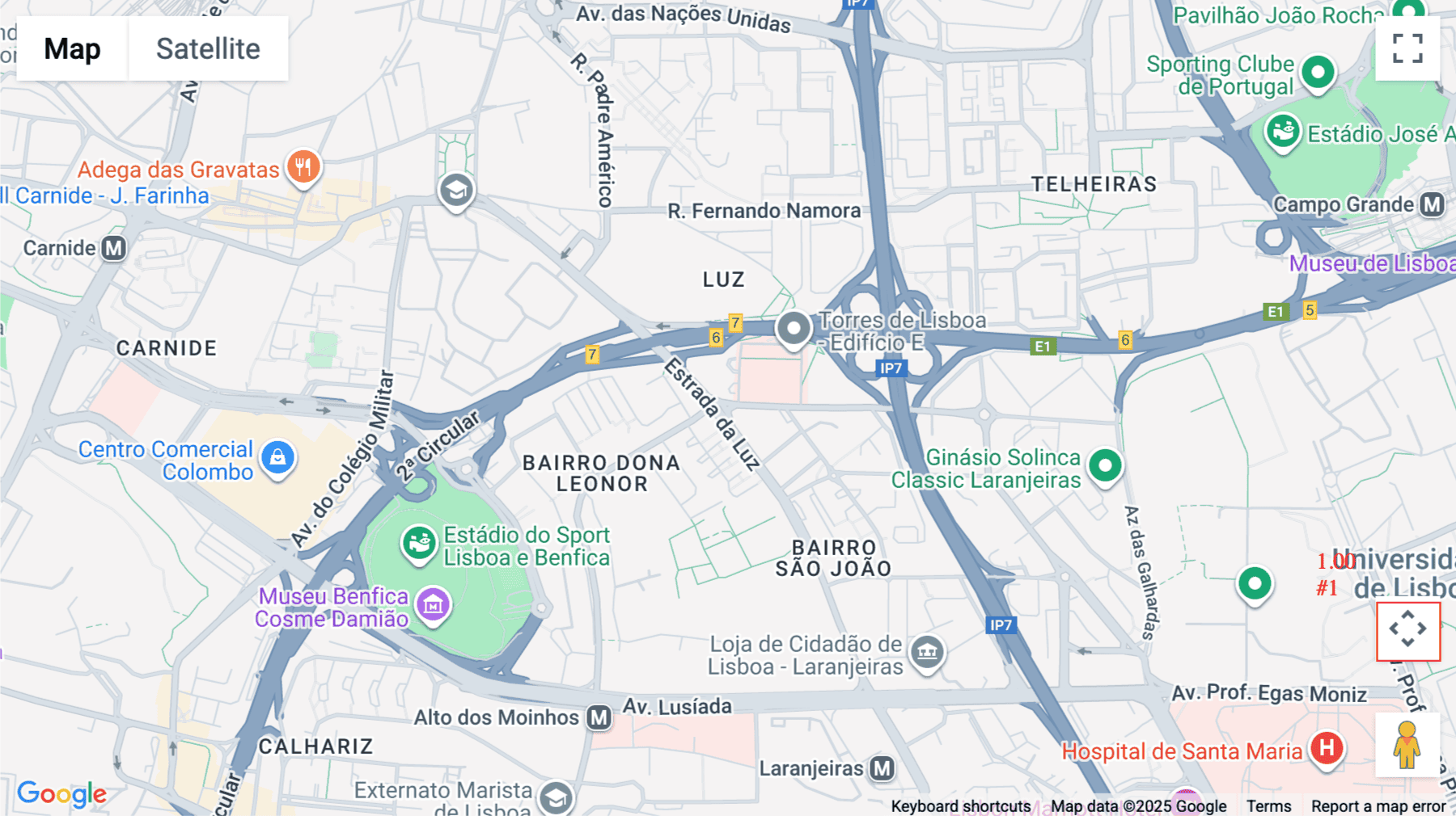 Click for interative map of Centro Empresarial Torres de Lisboa, Rua Tomas de Fonseca, Torre G-1, Lisbon, Lisbon