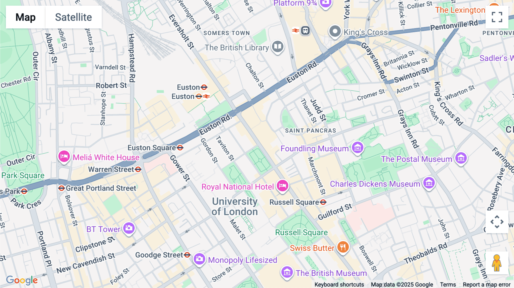 Click for interative map of 16 Upper Woburn Place, Central London, London