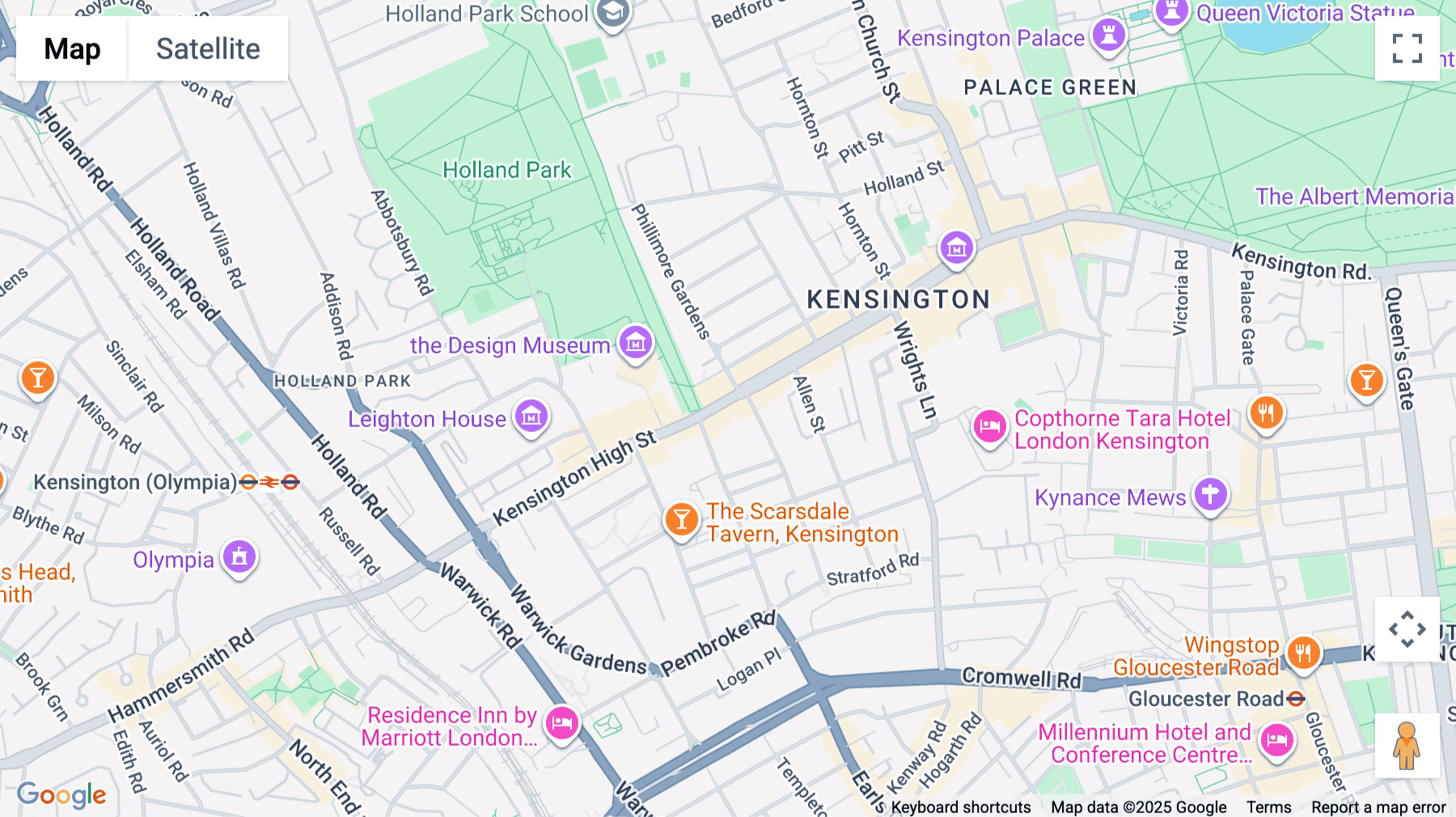 Click for interative map of 239 Kensington High Street, Central London, London