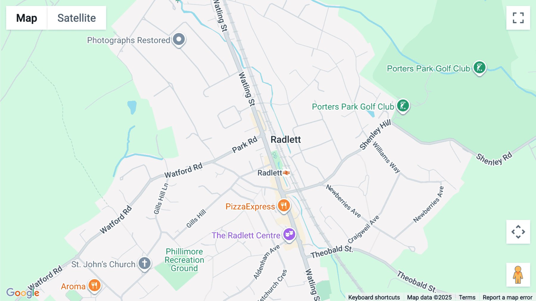 Click for interative map of 42 Watling Street,  Radlett, Radlett