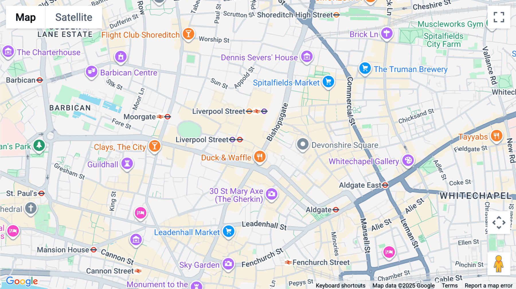 Click for interative map of 50 Liverpool Street, Central London, London