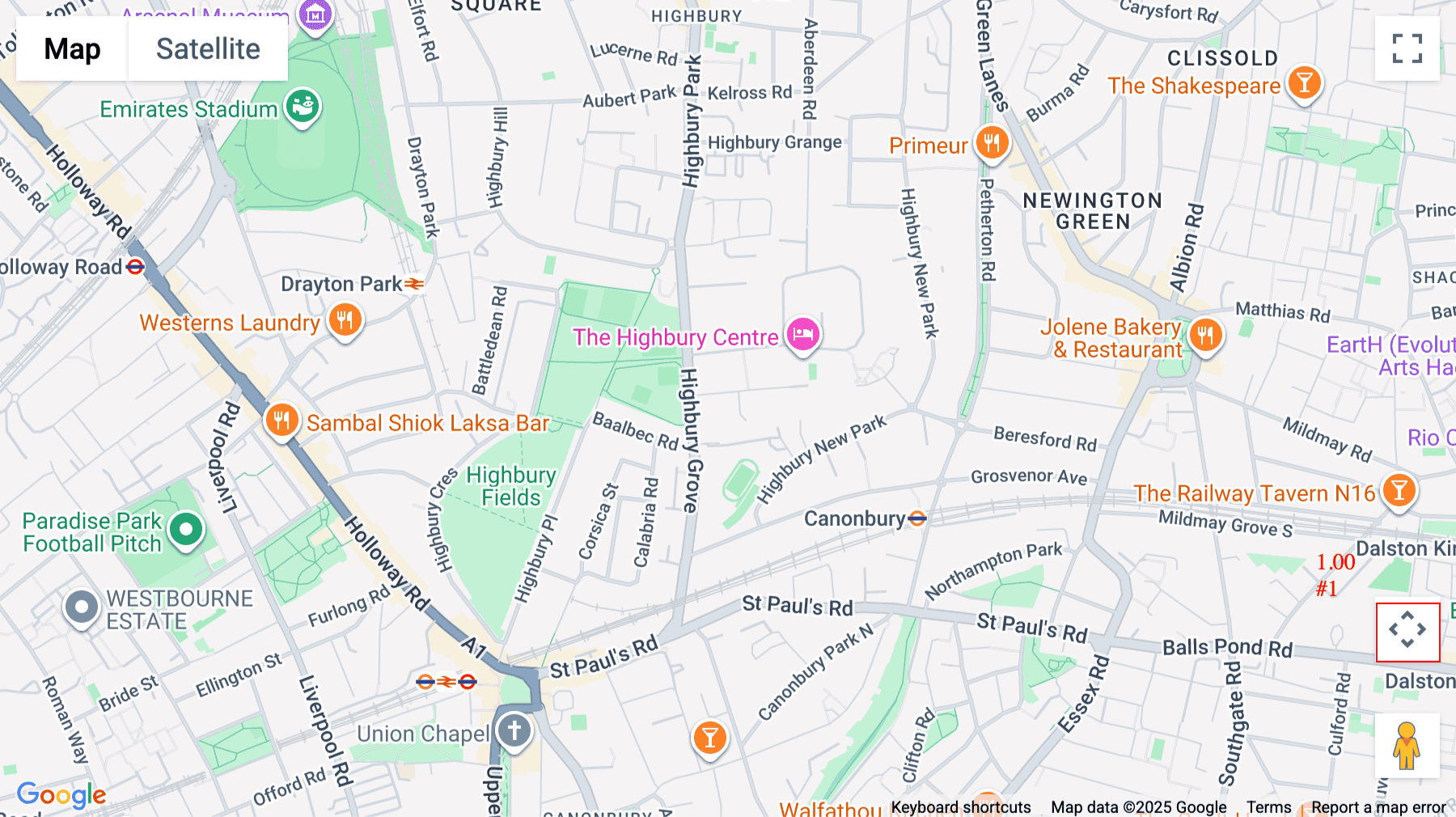 Click for interative map of ScreenWorks, 22 Highbury Grove, Central London, N5, London