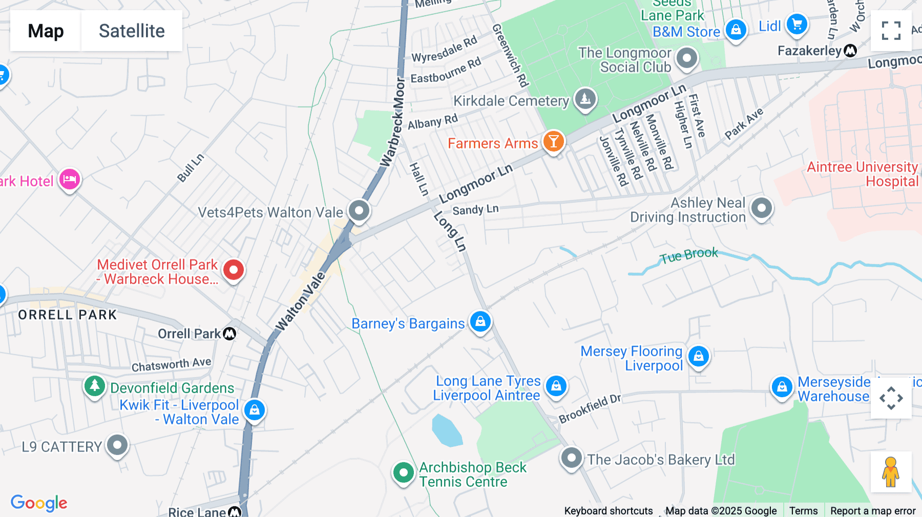 Click for interative map of 66 Long Lane, Aintree, Liverpool, Liverpool