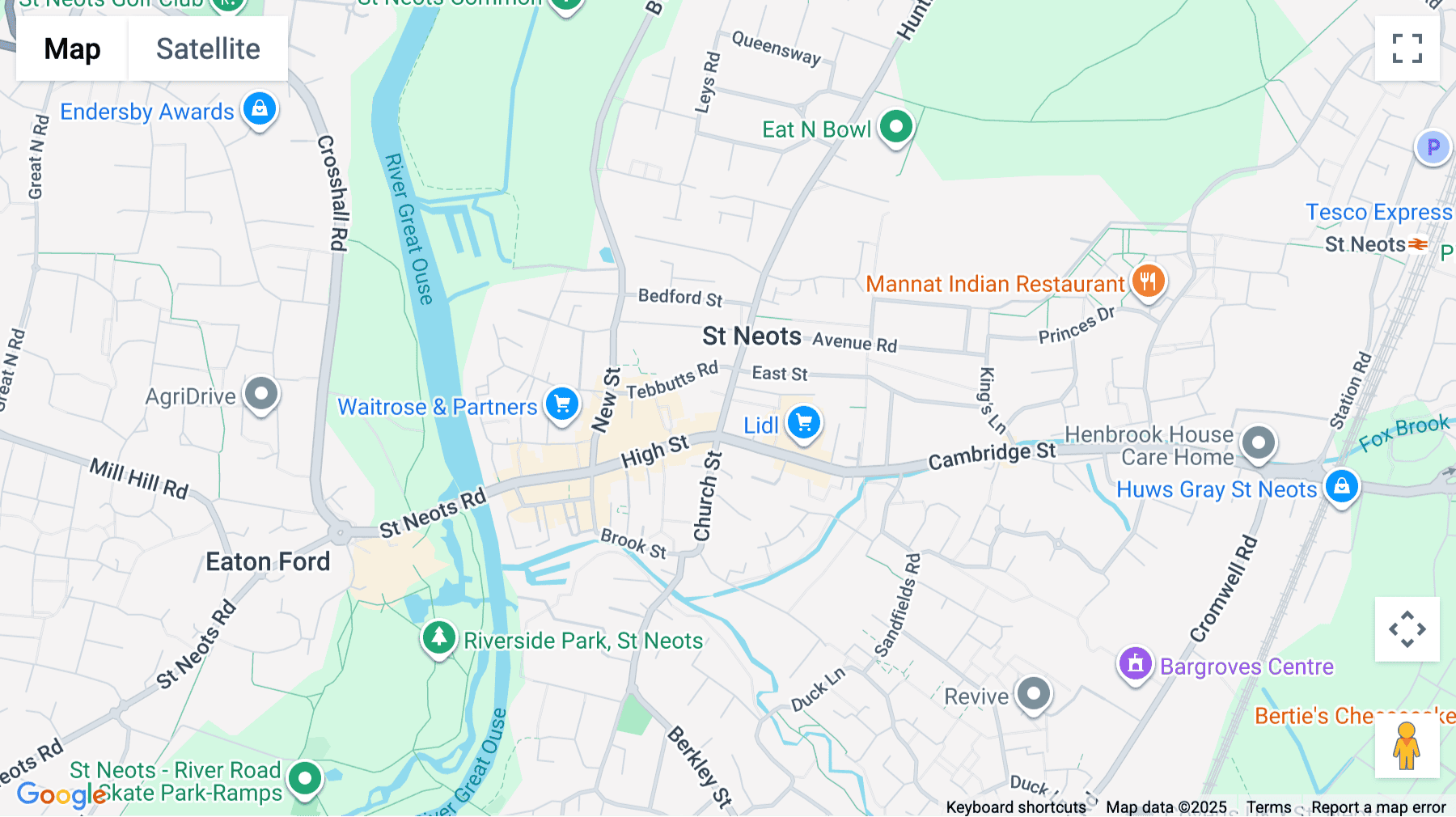 Click for interative map of 2 Huntingdon Street, St. Neots, Cambridgeshire, Cambridge