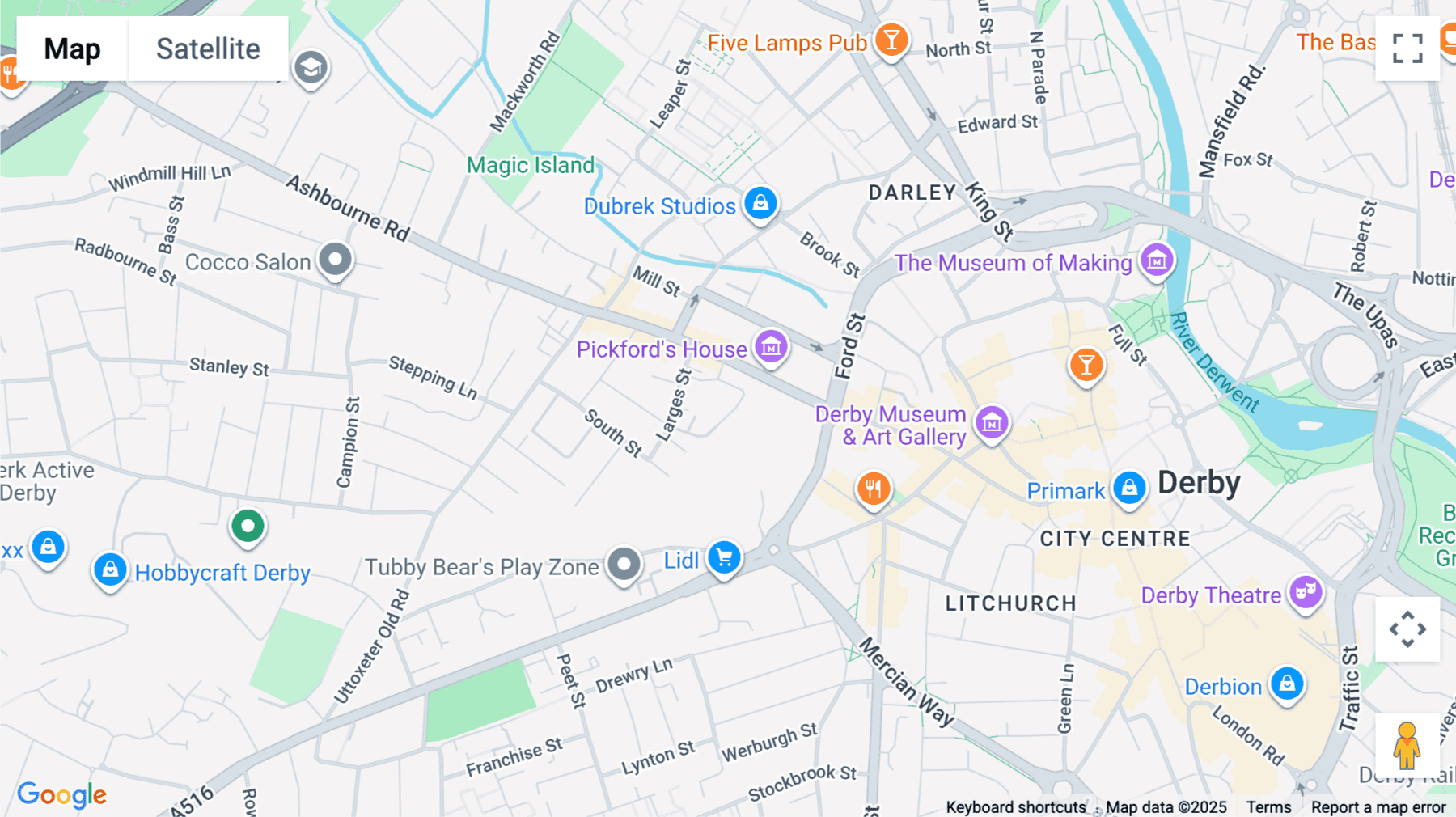 Click for interative map of 70 Friar Gate, Derby, Derbyshire, Derby