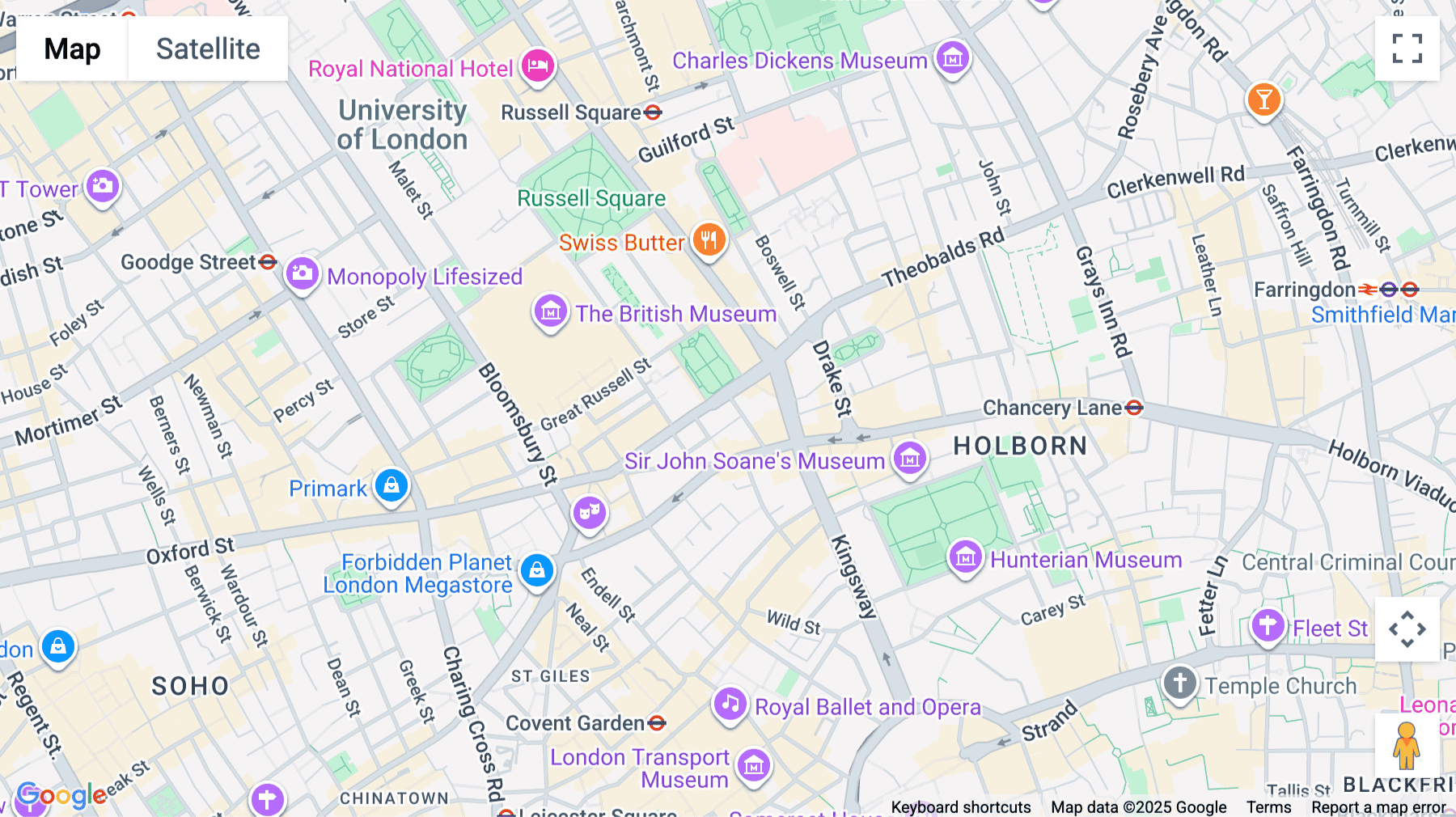 Click for interative map of 23 Southampton Place, Central London, WC1A, UK, London